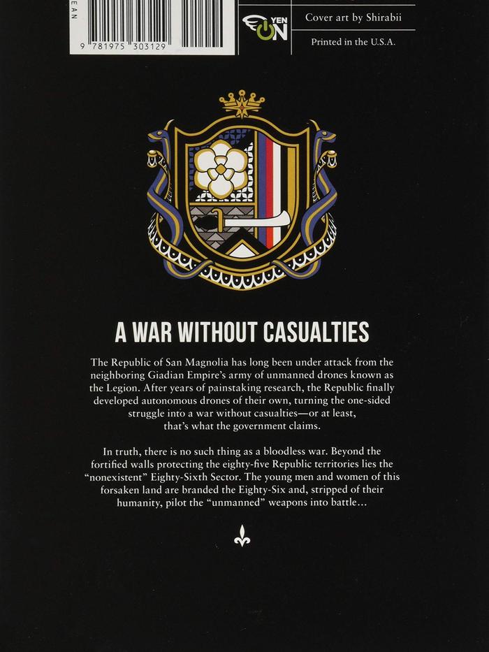 86--EIGHTY-SIX Light Novel Volume 1 — Back Cover