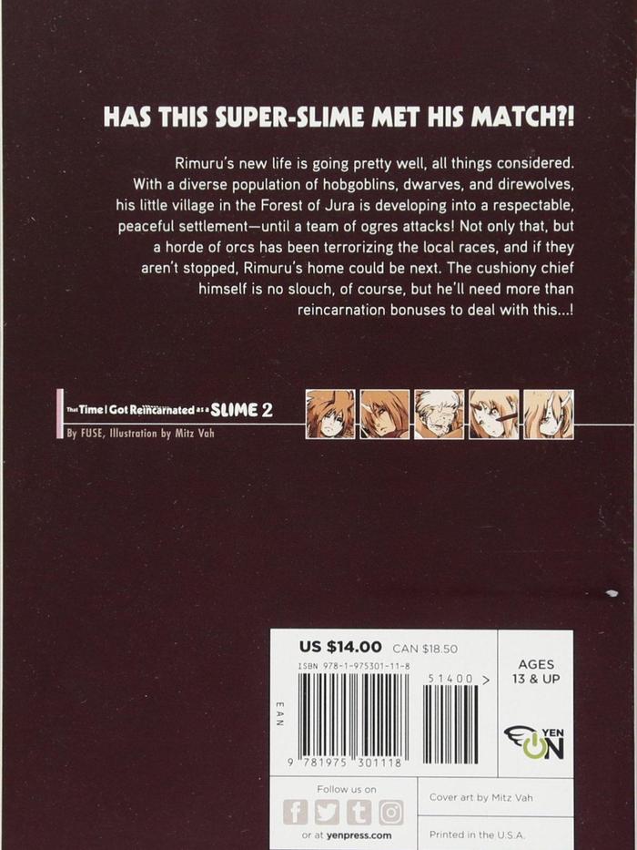 That Time I Got Reincarnated as a Slime Light Novel Volume 2 — Back Cover