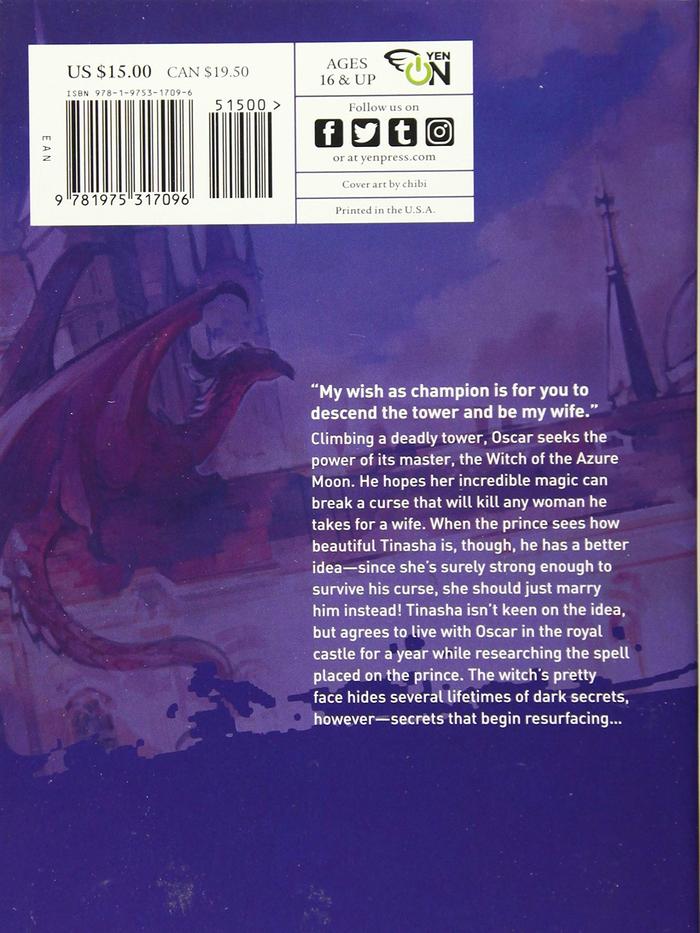 Unnamed Memory Light Novel Volume 1 The Witch of the Azure Moon and the Cursed Prince — Back Cover