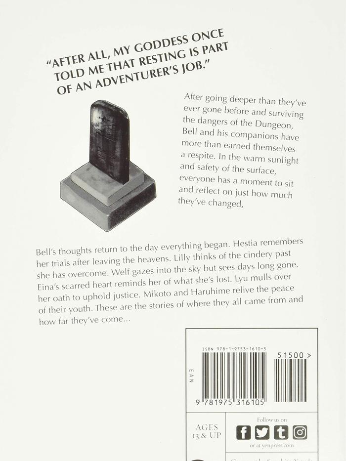 Is It Wrong to Try to Pick Up Girls in a Dungeon Light Novel Volume 15 — Back Cover