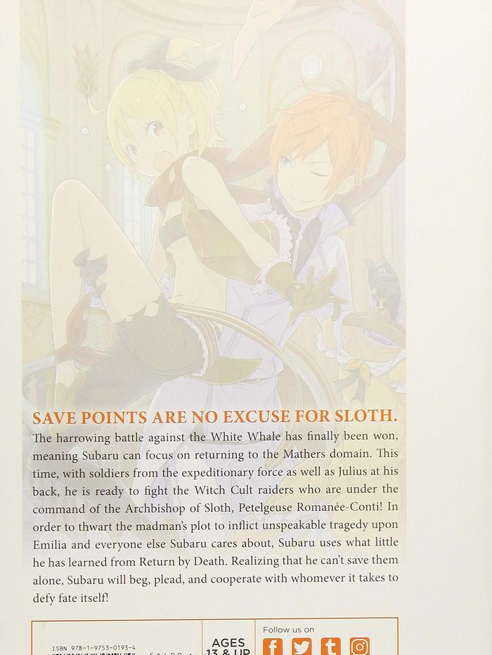 Re:ZERO Starting Life in Another World Light Novel Volume 8 — Back Cover