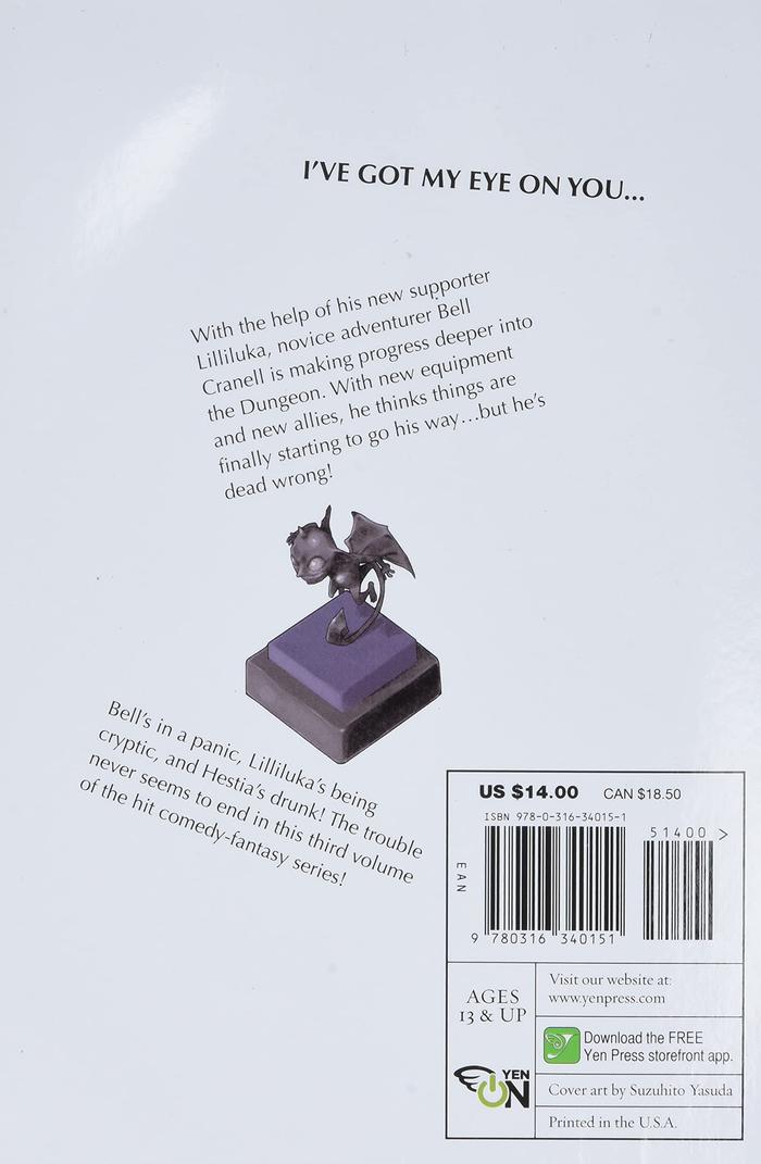Is It Wrong to Try to Pick Up Girls in a Dungeon Light Novel Volume 3 — Back Cover
