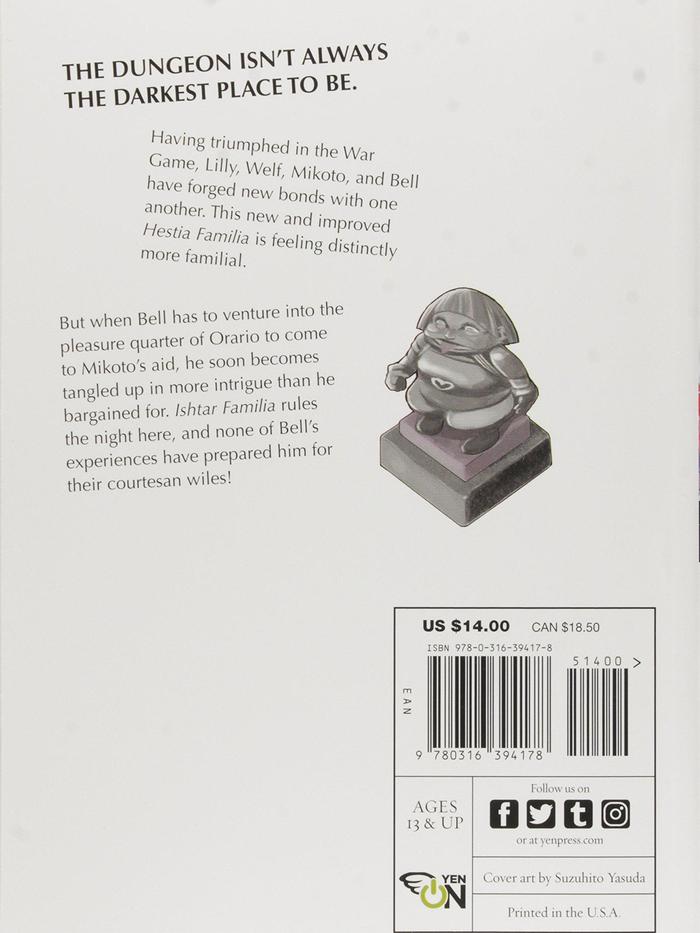 Is It Wrong to Try to Pick Up Girls in a Dungeon Light Novel Volume 7 — Back Cover