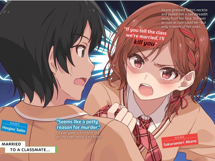 I Got Married to the Girl I Hate Most in Class Light Novel Volume 1 — Back Cover