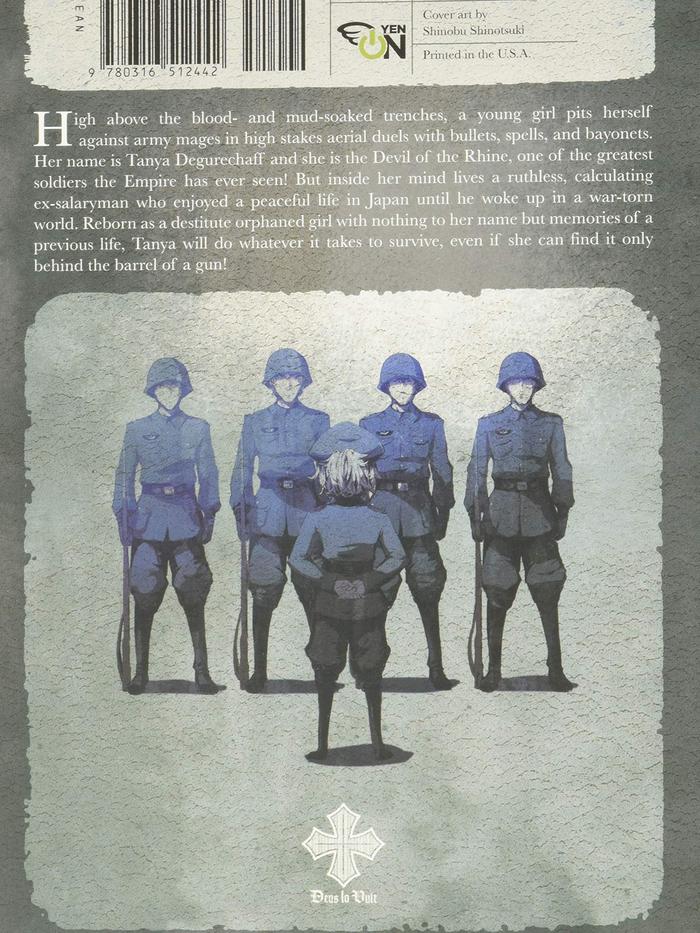 The Saga of Tanya the Evil Light Novel Volume 1 — Back Cover