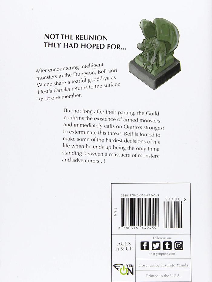 Is It Wrong to Try to Pick Up Girls in a Dungeon Light Novel Volume 10 — Back Cover